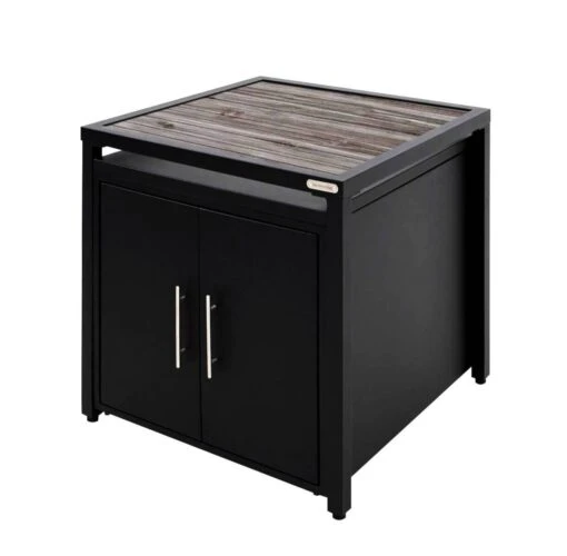 Big Green Egg Expansion Cabinet Met Distressed Acacia Wood Insert